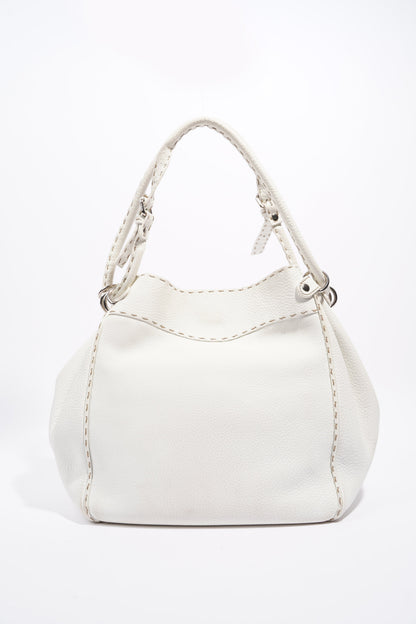 Fendi Womens Selleria Bucket Bag White