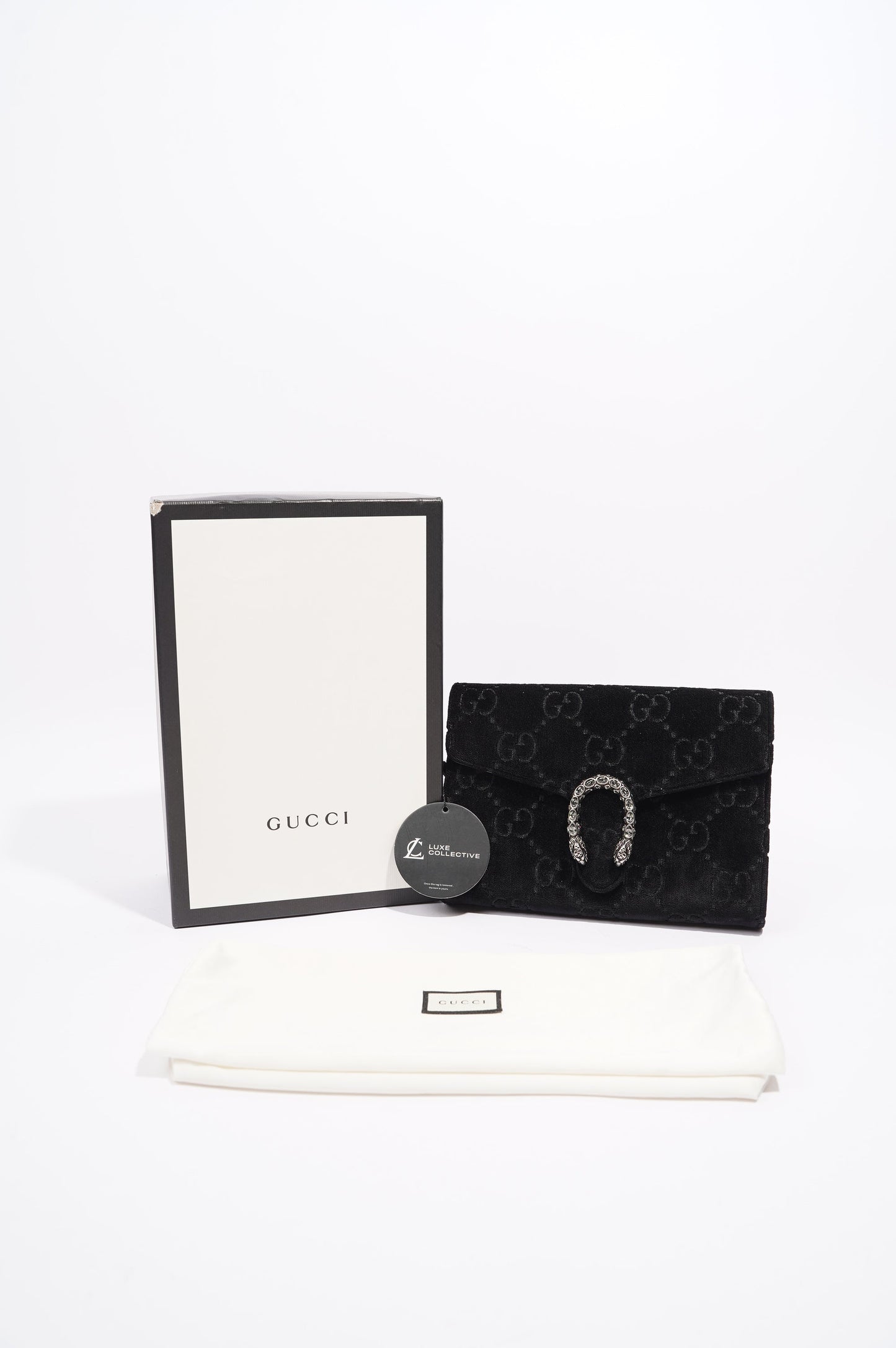 Gucci Dionysus GG Chain Wallet Black Velvet