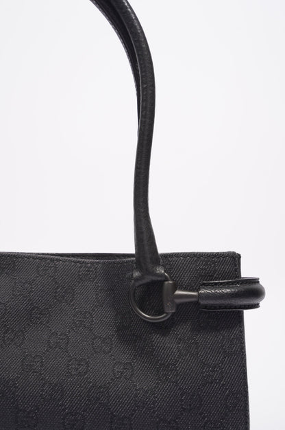 Gucci Womens Vintage GG Shoulder Bag Black Leather