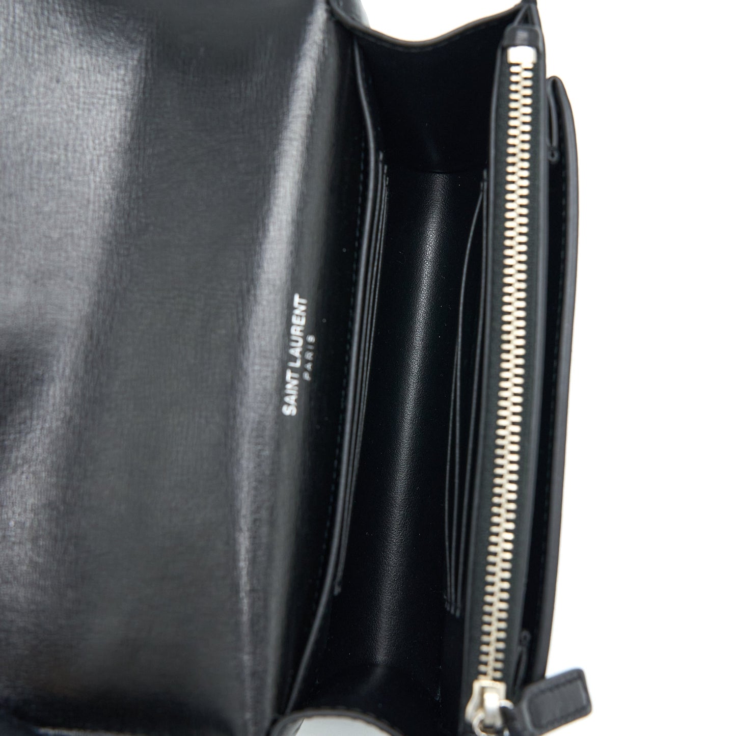 Saint Laurent Sunset Chain Wallet Smooth Calfskin Black SHW