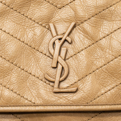 Saint Laurent Medium Niki Bag Crinkled Calfskin Dark Beige Ruthenium Hardware