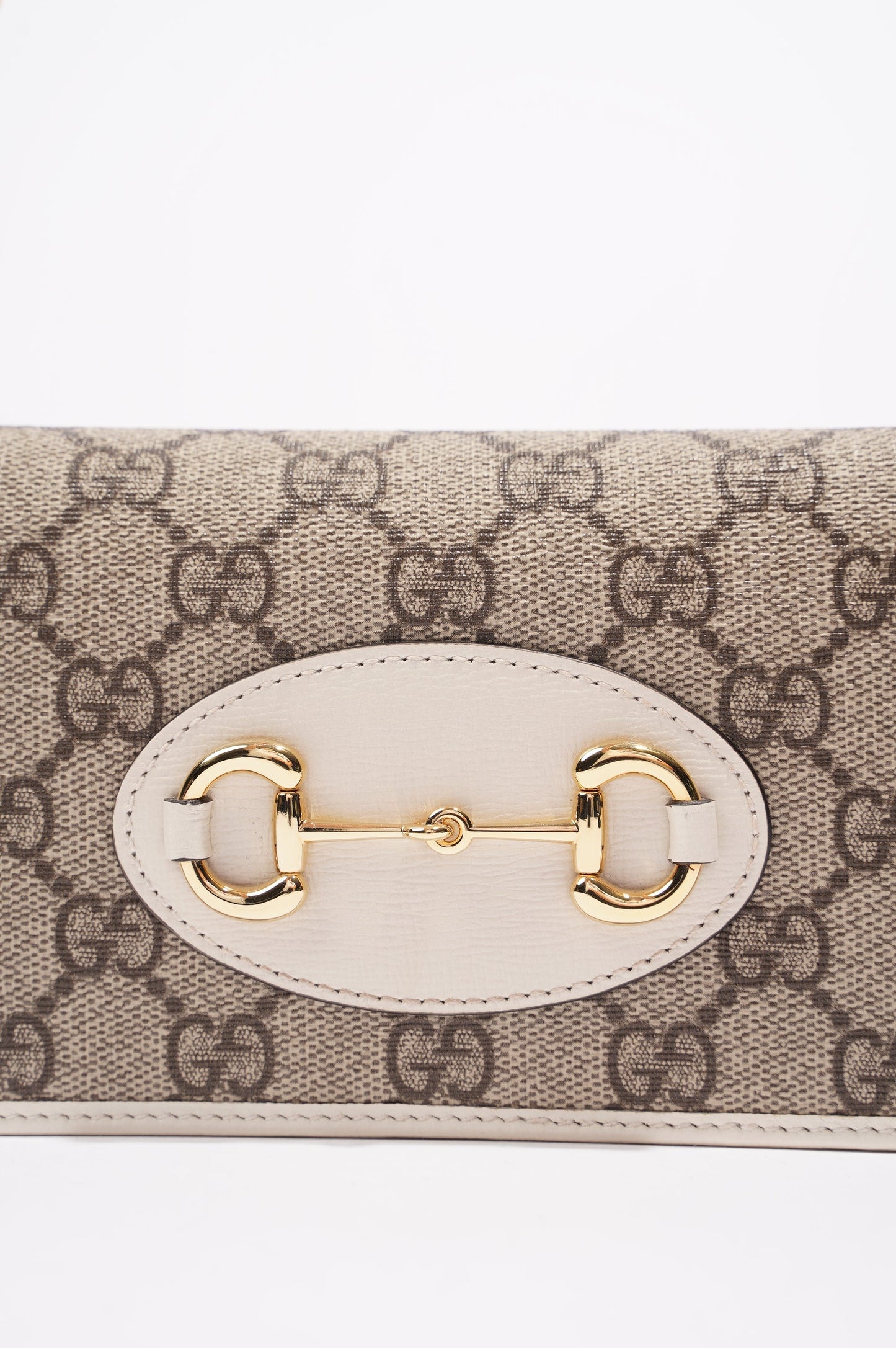Gucci Womens Horsebit 1955 Wallet With Chain Supreme / White