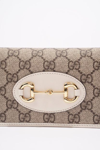 Gucci Womens Horsebit 1955 Wallet With Chain Supreme / White