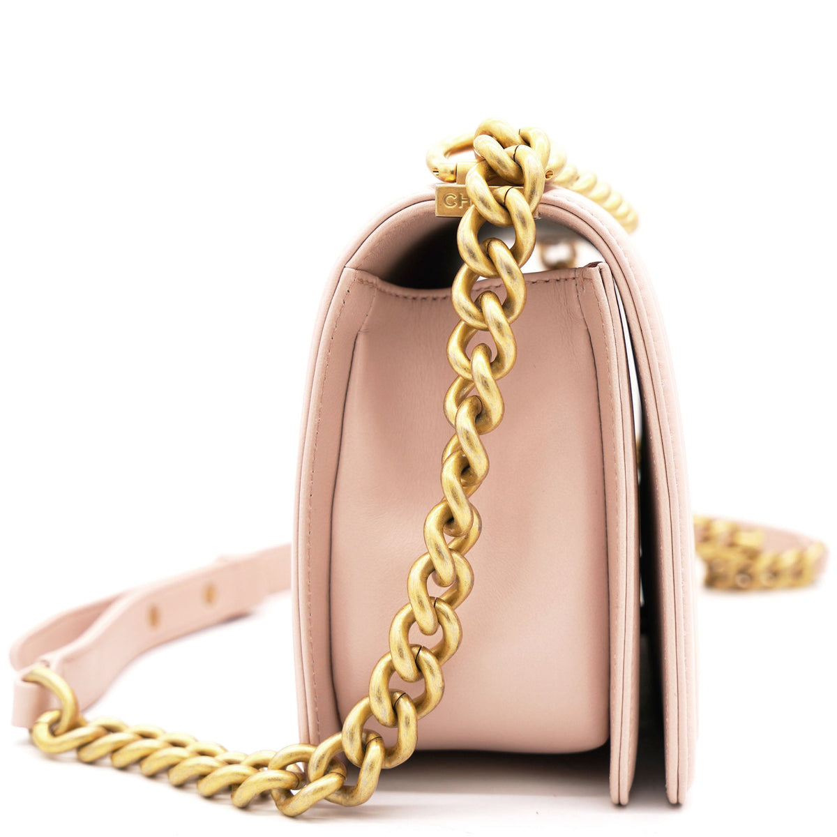 Pink Quilted Snakeskin Old Medium Boy Bag