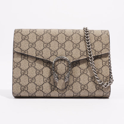 Gucci Womens Dionysus GG Chain Wallet Brown Canvas