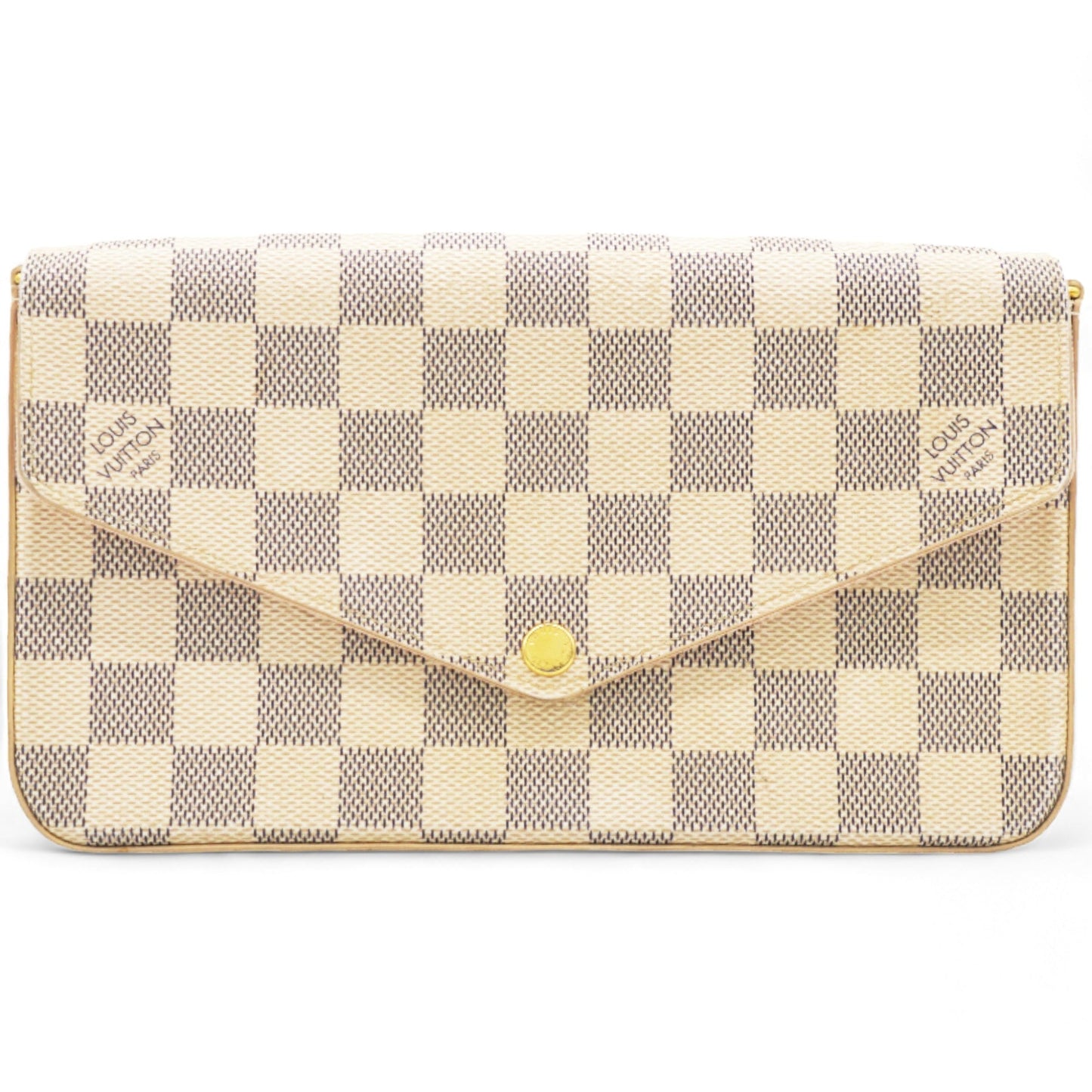 Louis-vuitton Damier Azur Pochette Felicie Chain Wallet Rose Ballerine