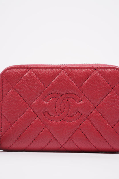 Chanel Womens Zippy Coin Wallet Pink Caviar Leather
