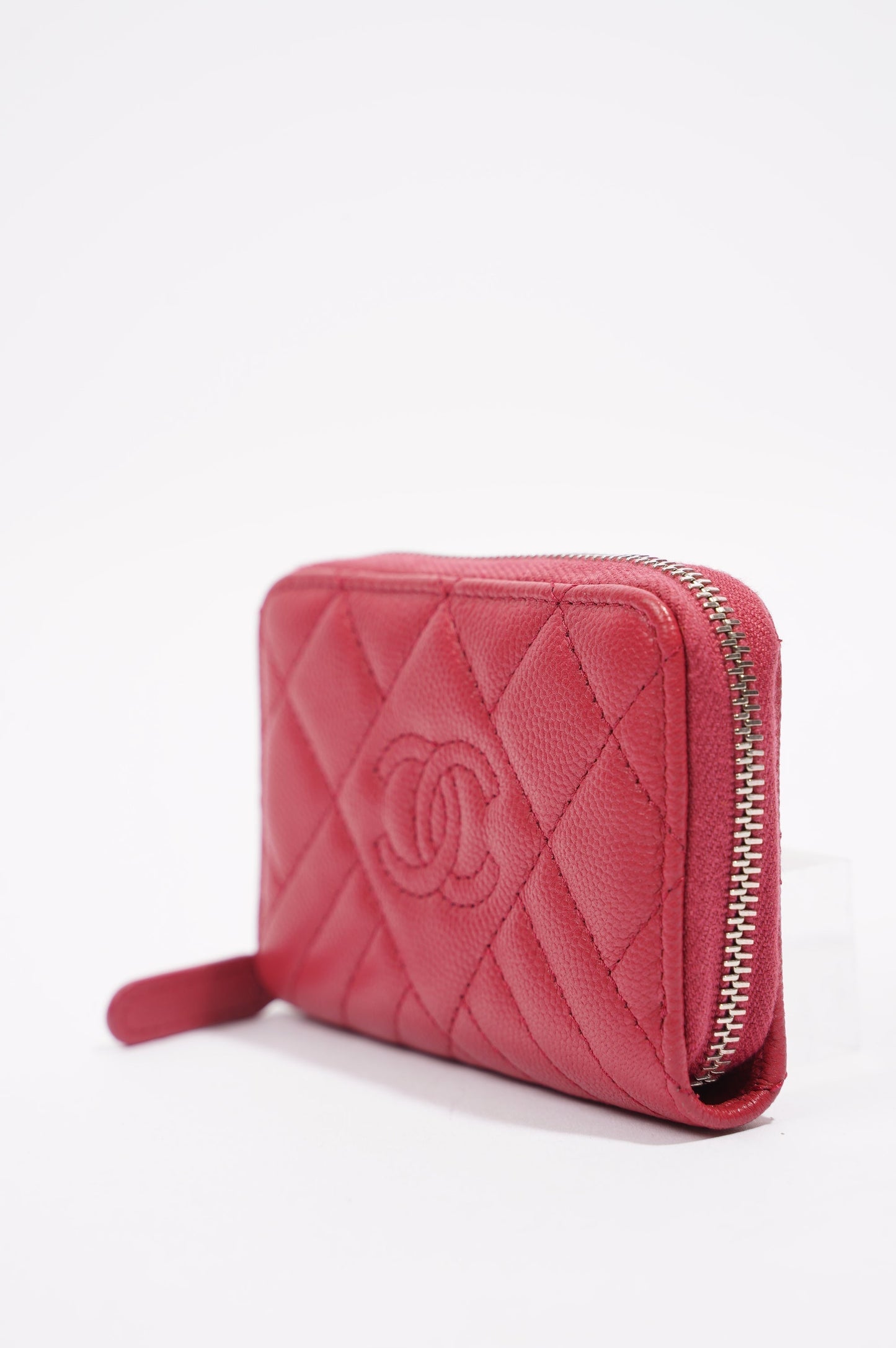 Chanel Womens Zippy Coin Wallet Pink Caviar Leather
