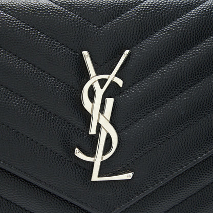 Saint Laurent Envelope Chain Wallet Black with SHW