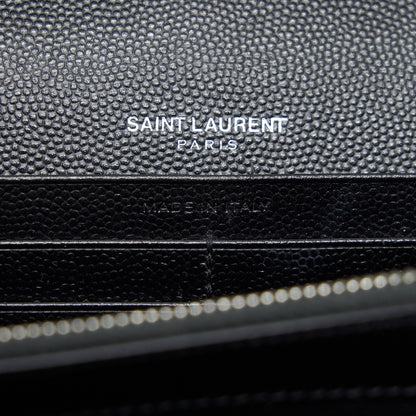 Saint Laurent Envelope Chain Wallet Black with SHW