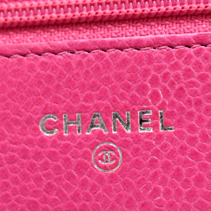 CHANEL WOC Quilted Caviar Leather Crossbody Wallet Pink