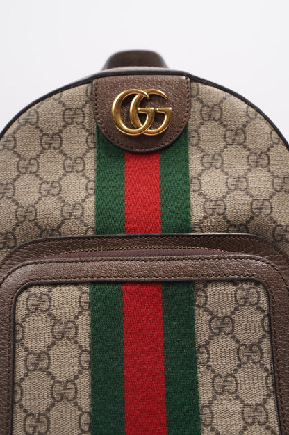 Gucci Womens Ophidia GG Backpack Brown Canvas Small