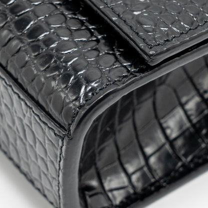 Saint Laurent/YSL Medium Kate Tassel Bag Croc-Embossed Calfskin Black GHW