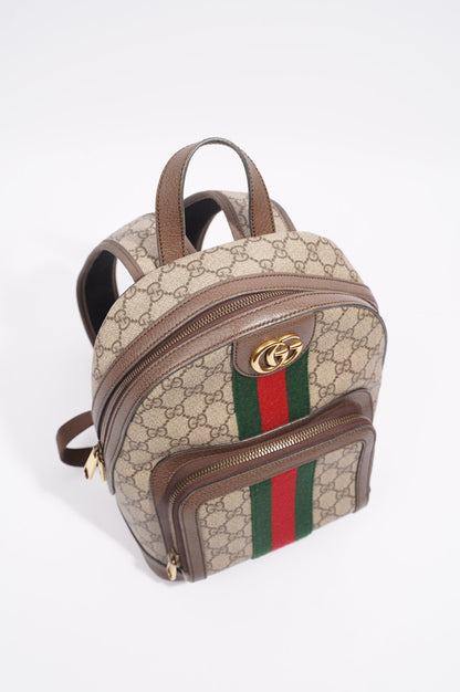 Gucci Womens Ophidia GG Backpack Brown Canvas Small