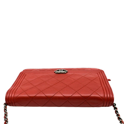 CHANEL WOC Quilted Calfskin Leather Crossbody Wallet Red