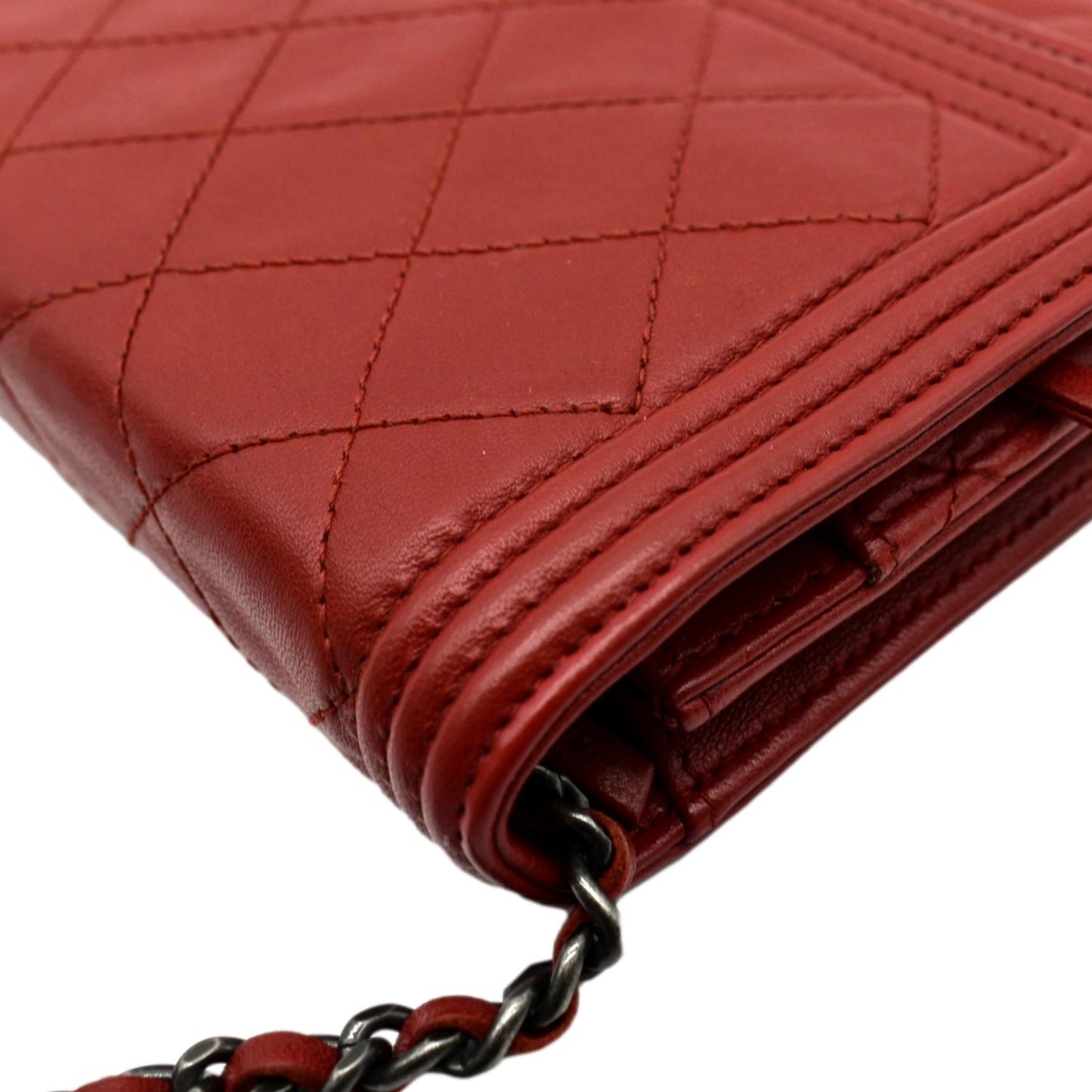 CHANEL WOC Quilted Calfskin Leather Crossbody Wallet Red