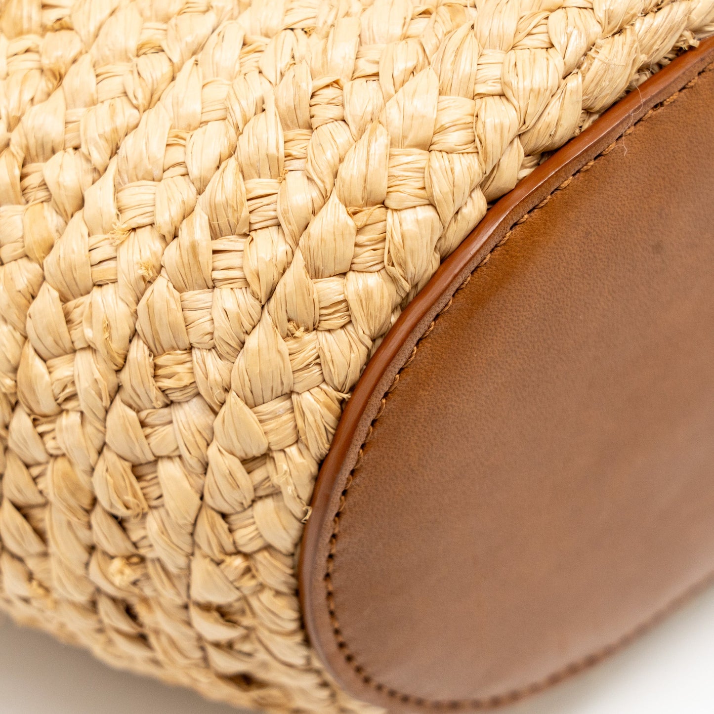 Saint Laurent Mini basket bag Raffia/Calfskin leather Brown GHW