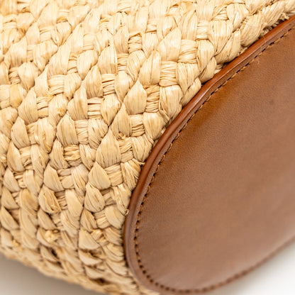Saint Laurent Mini basket bag Raffia/Calfskin leather Brown GHW