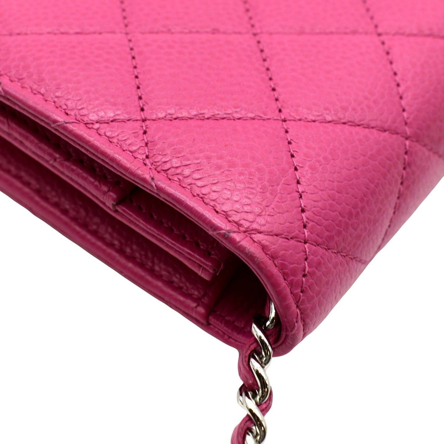 CHANEL WOC Quilted Caviar Leather Crossbody Wallet Pink