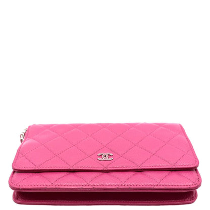 CHANEL WOC Quilted Caviar Leather Crossbody Wallet Pink