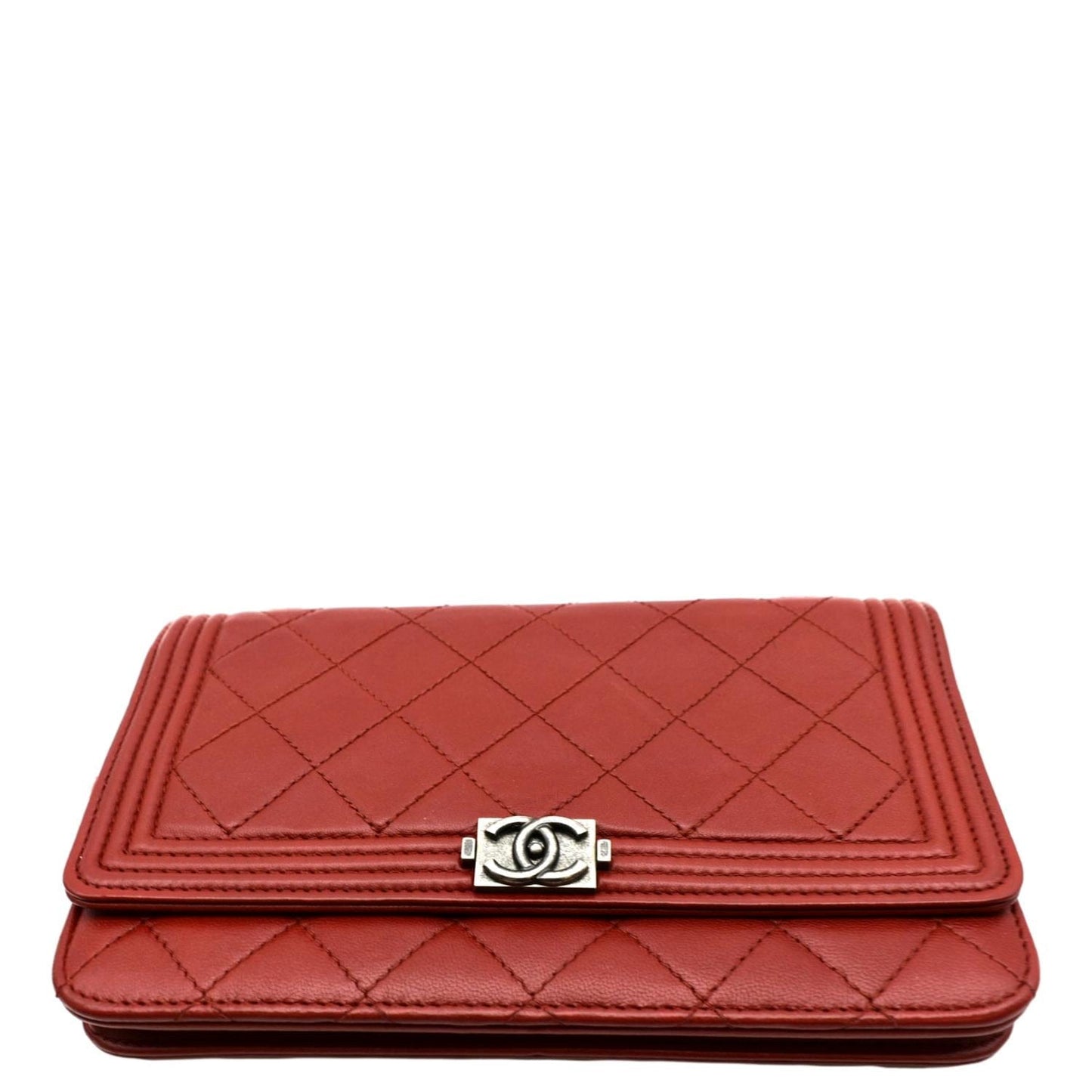 CHANEL WOC Quilted Calfskin Leather Crossbody Wallet Red