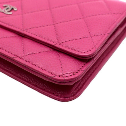 CHANEL WOC Quilted Caviar Leather Crossbody Wallet Pink