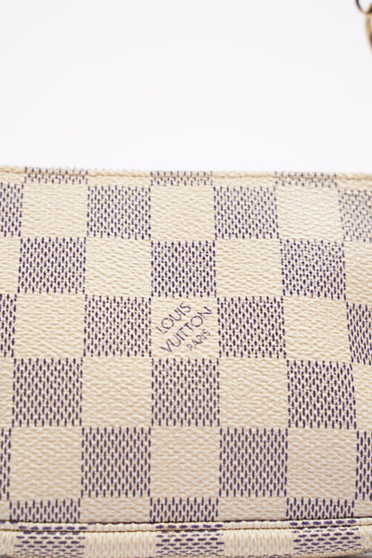 Louis Vuitton Womens Mini Pochette Damier Azur