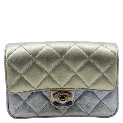 Chanel Gradient Metallic Quilted Calfskin Leather Clutch Bag Silver