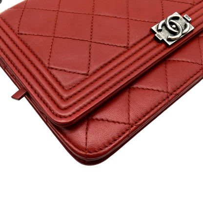 CHANEL WOC Quilted Calfskin Leather Crossbody Wallet Red