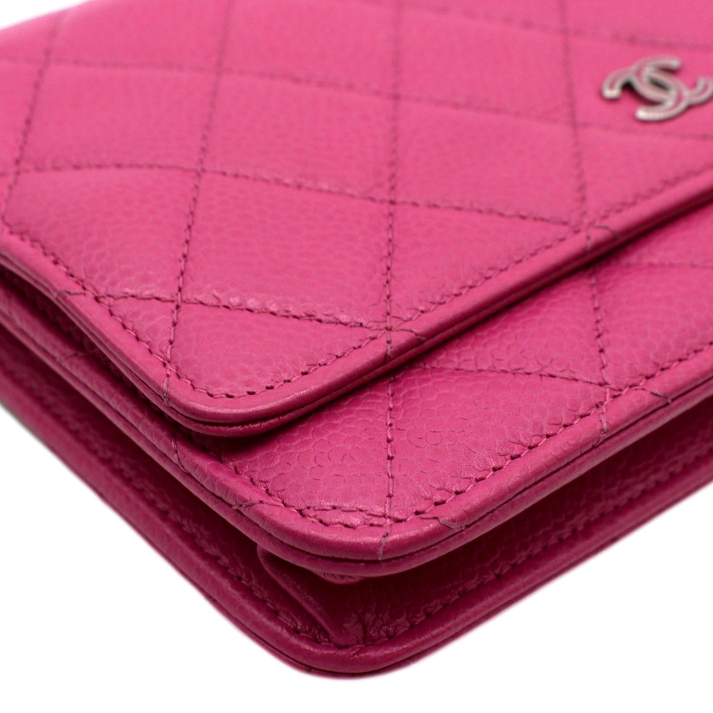 CHANEL WOC Quilted Caviar Leather Crossbody Wallet Pink