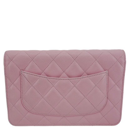 Chanel Wallet On Chain Quilted Caviar Leather Crossbody Bag Pink