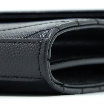 Saint Laurent Envelop Chain Wallet Grained Calfskin Black SHW