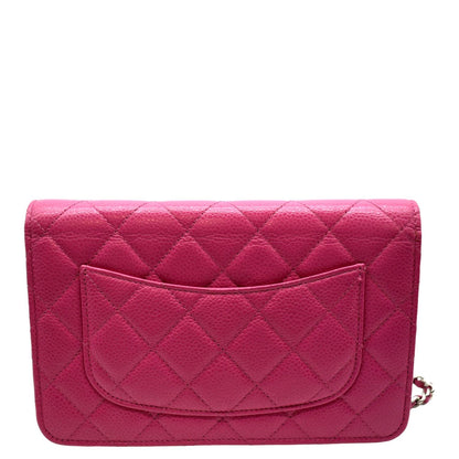 CHANEL WOC Quilted Caviar Leather Crossbody Wallet Pink