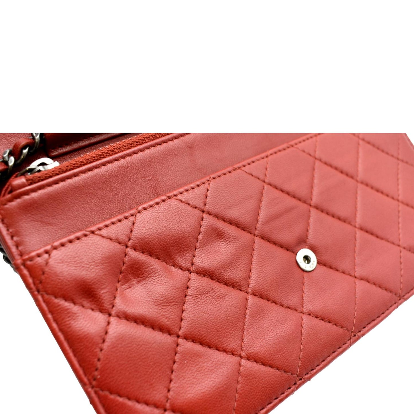 CHANEL WOC Quilted Calfskin Leather Crossbody Wallet Red