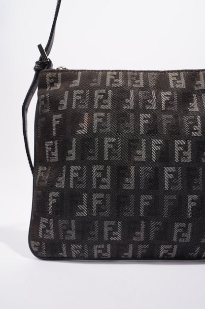 Fendi Womens Zucchino Bag Black Canvas