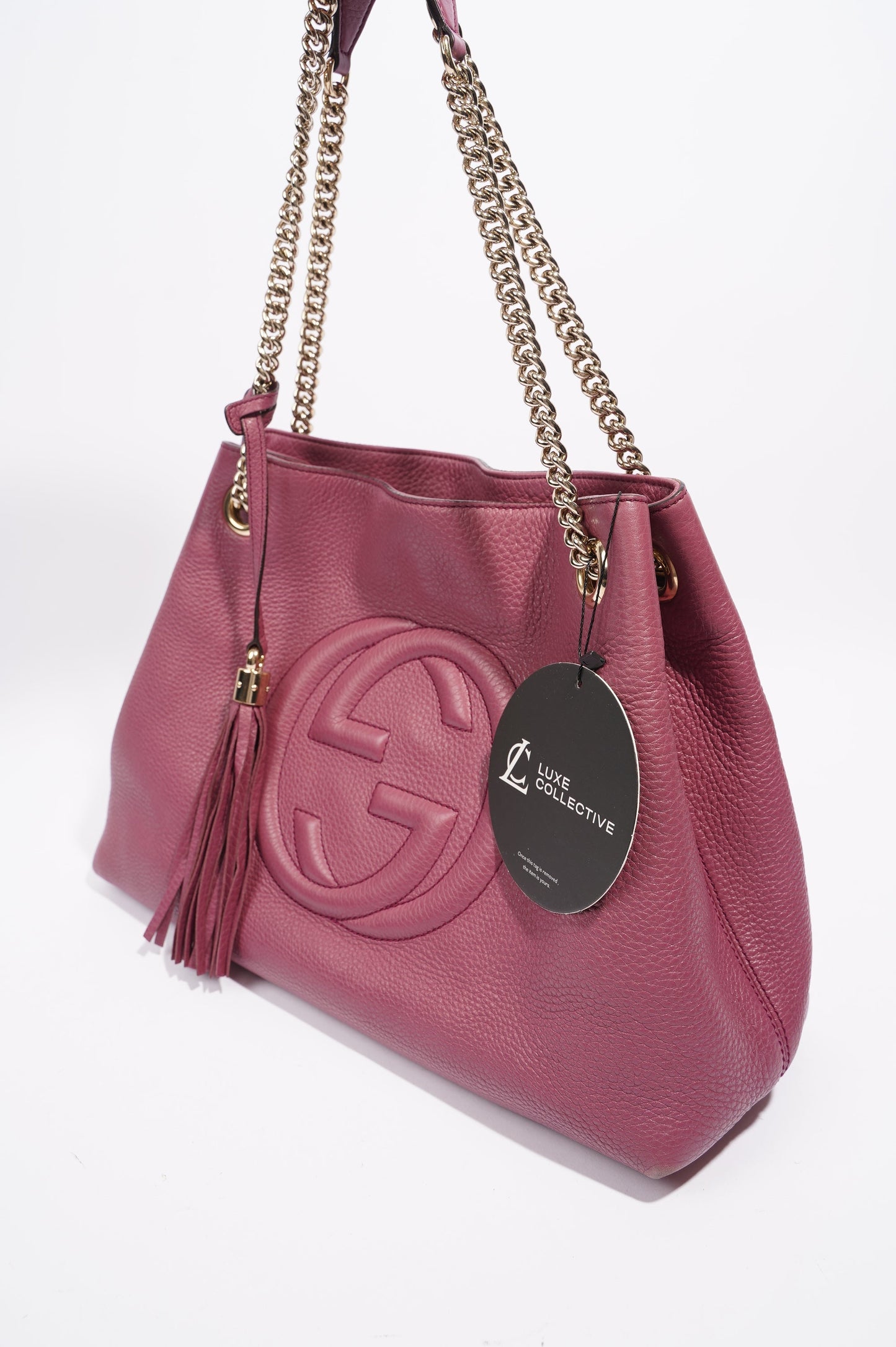 Gucci Womens Soho Shopper Tote Pink Leather