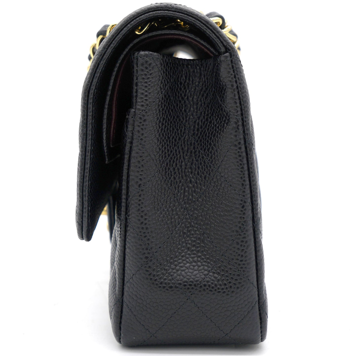 Black Quilted Caviar Leather Medium Classic Double Flap Bag