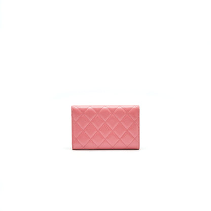 CHANEL CAVIAR MEDIUM FLAP WALLET ROSE PINK WITH GOLD CC LOGO