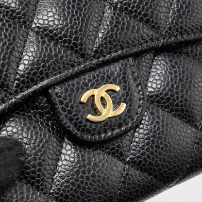 Chanel classic compact wallet caviar black GHW