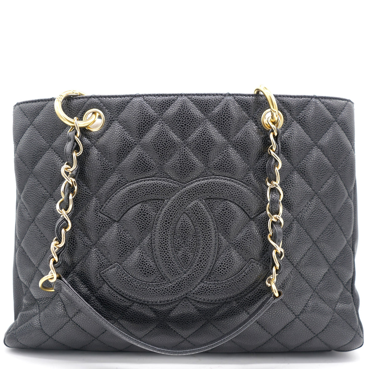 Beige Quilted Caviar Leather Grand Shopper GST Tote