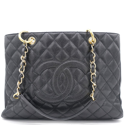 Beige Quilted Caviar Leather Grand Shopper GST Tote