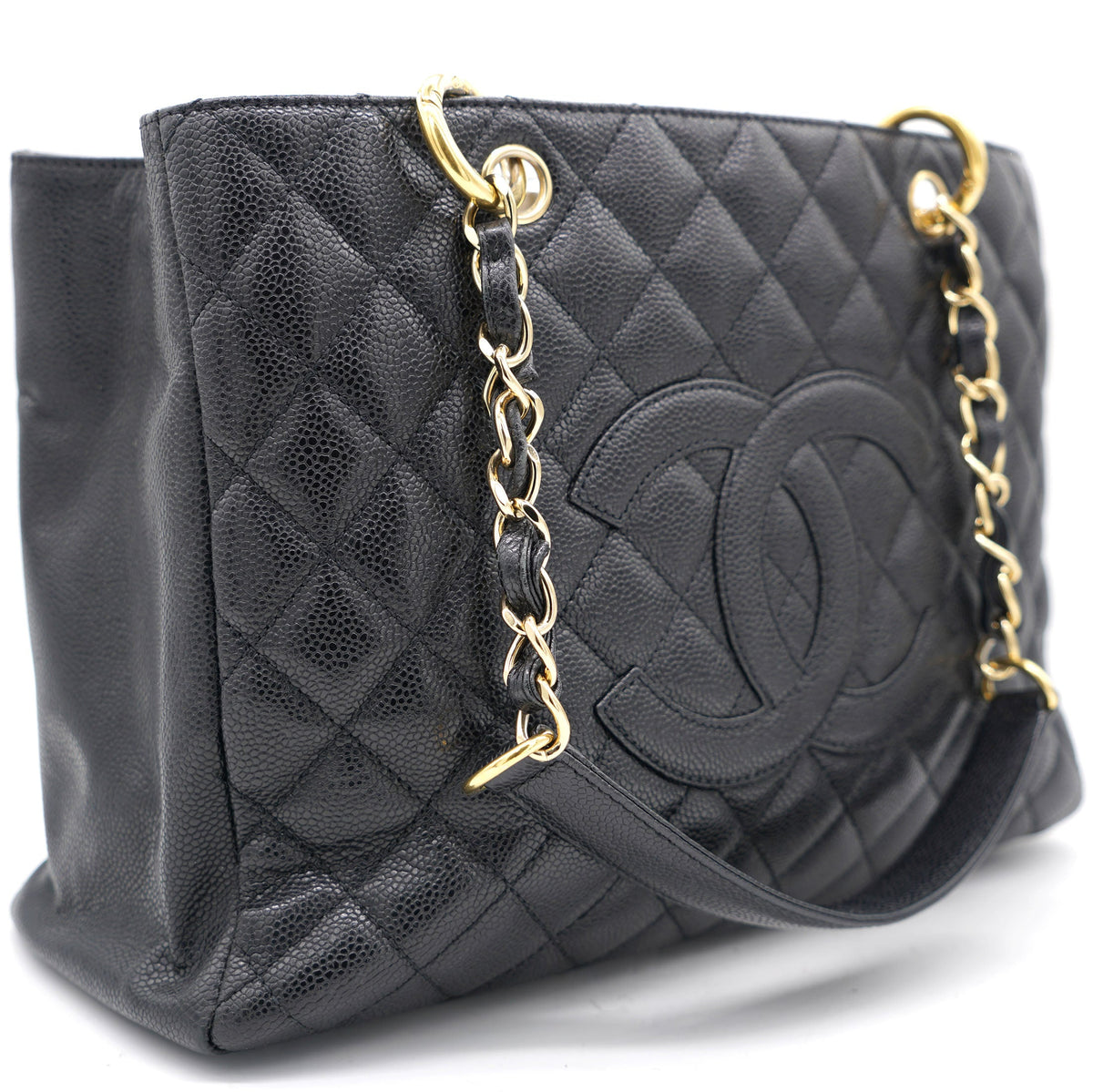 Beige Quilted Caviar Leather Grand Shopper GST Tote