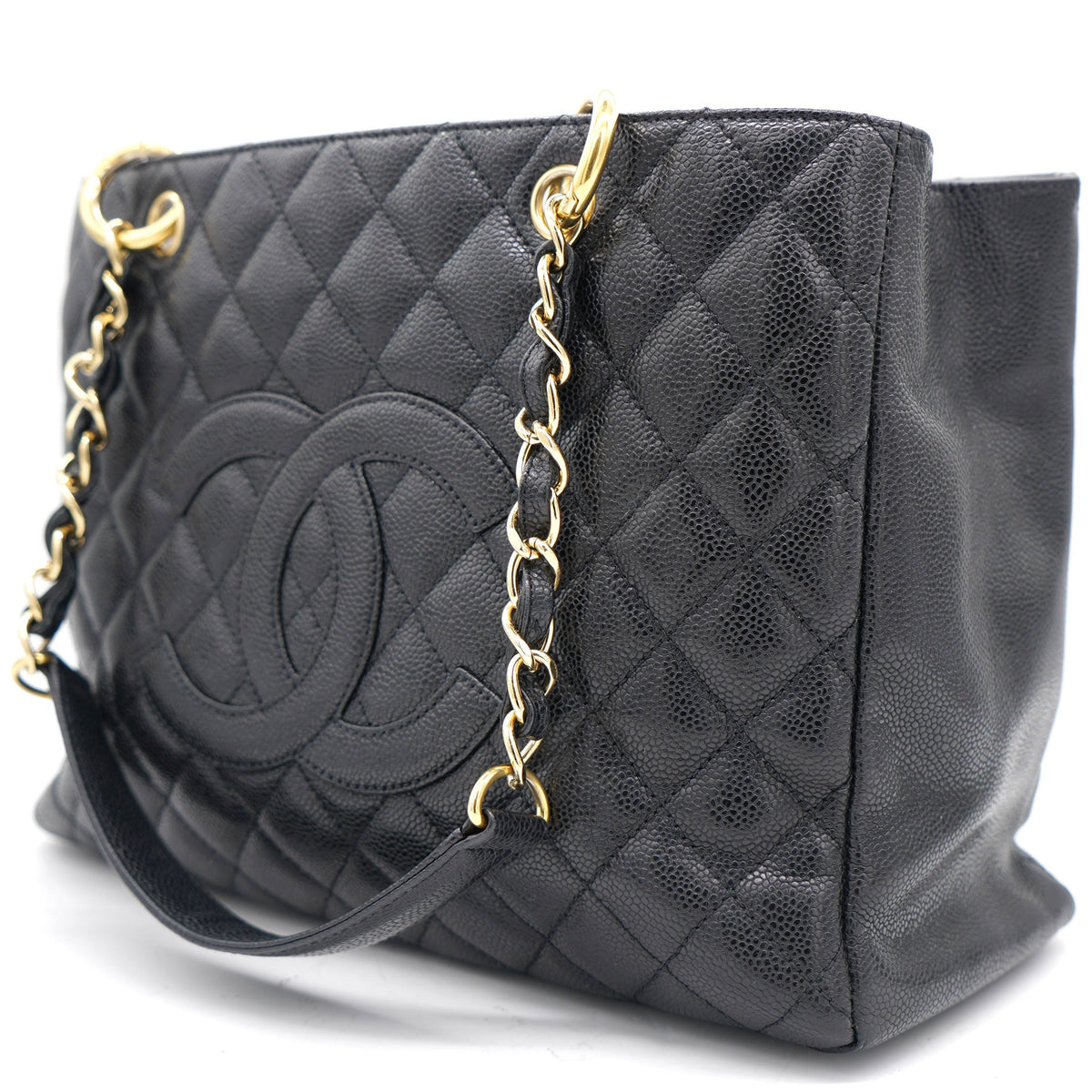 Beige Quilted Caviar Leather Grand Shopper GST Tote