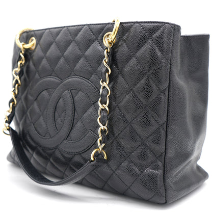 Beige Quilted Caviar Leather Grand Shopper GST Tote