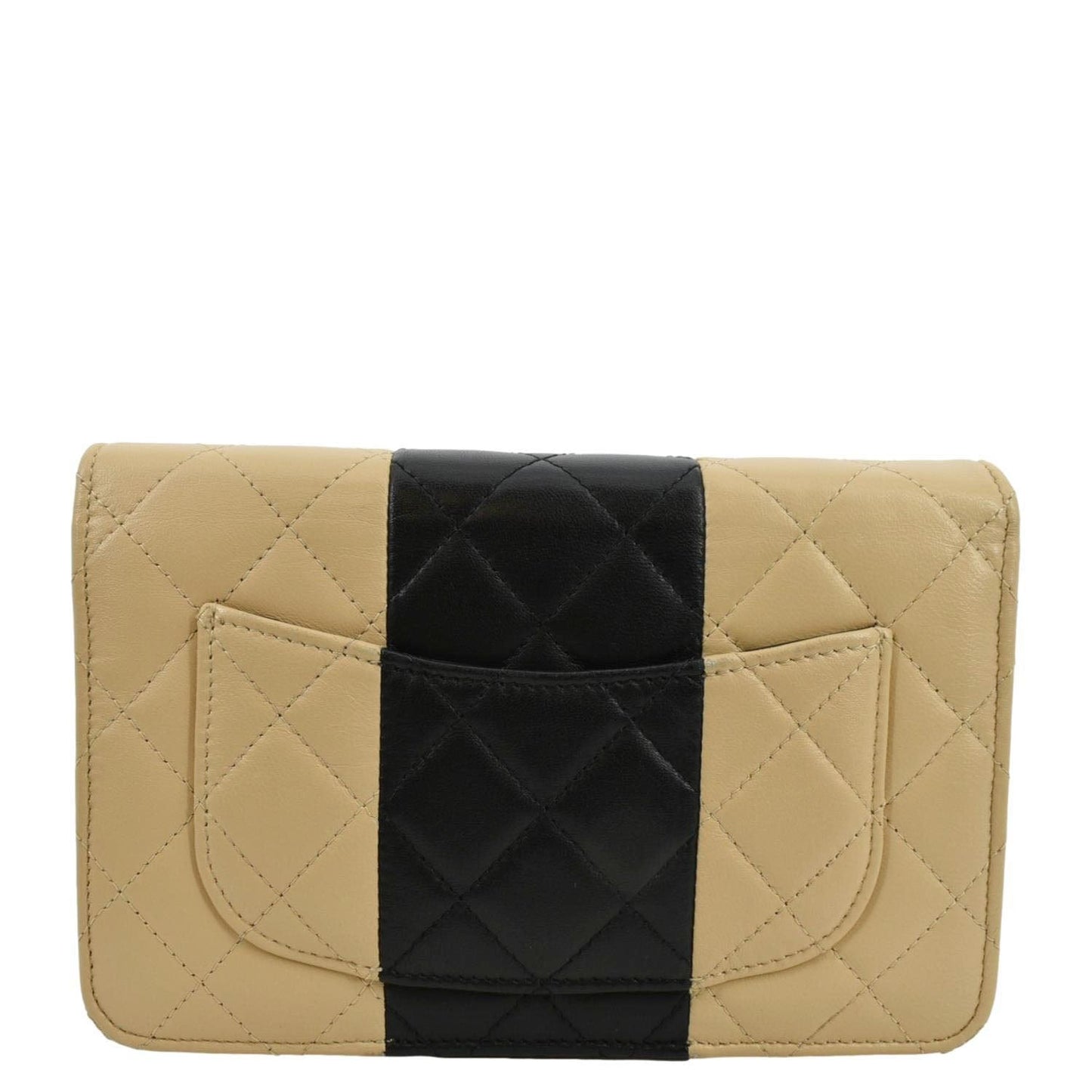 CHANEL WOC Quilted Leather Wallet On Chain Crossbody Bag Bicolor