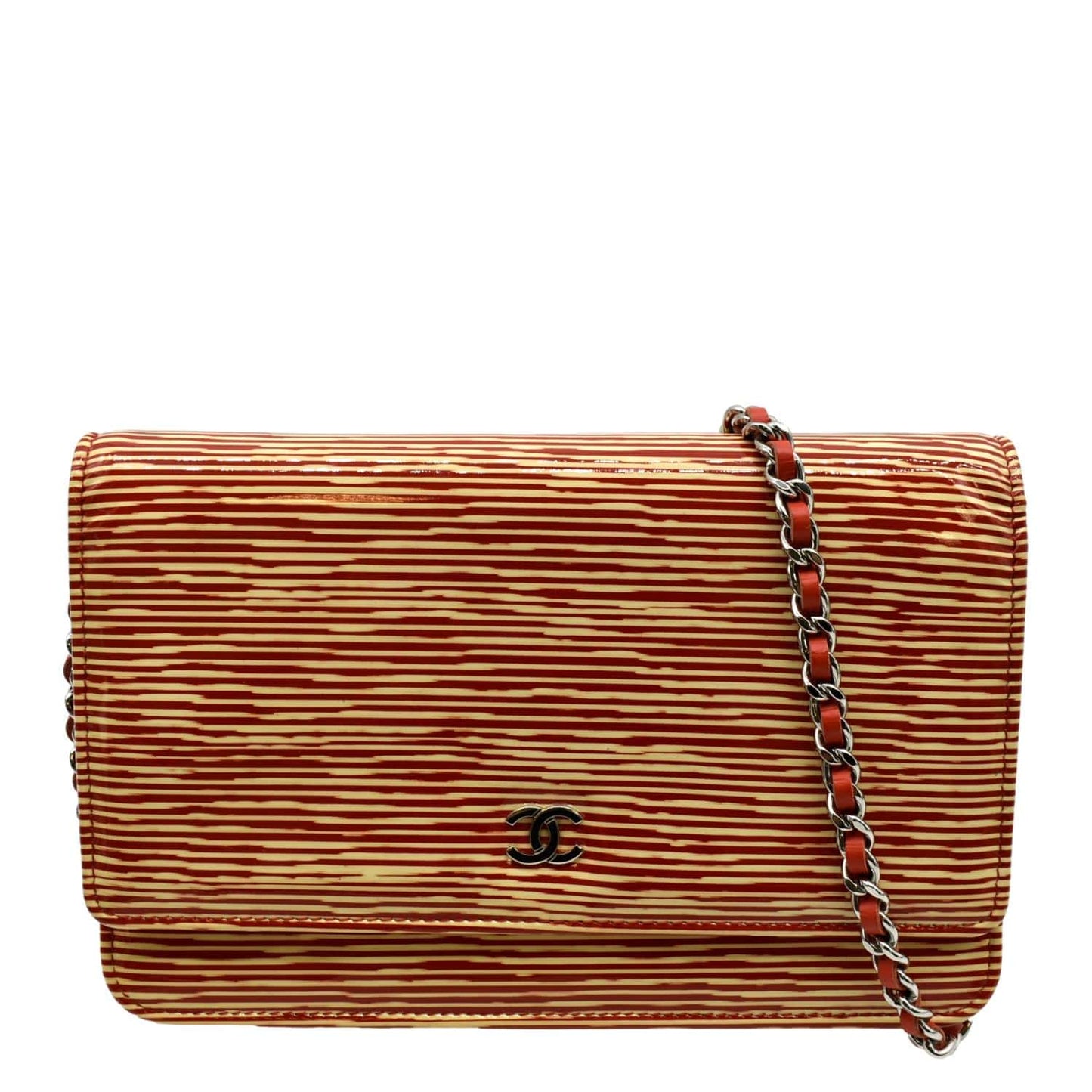 Chanel CC WOC Leather Wallet On Chain Crossbody Bag Red