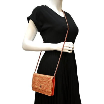 Chanel CC WOC Leather Wallet On Chain Crossbody Bag Red