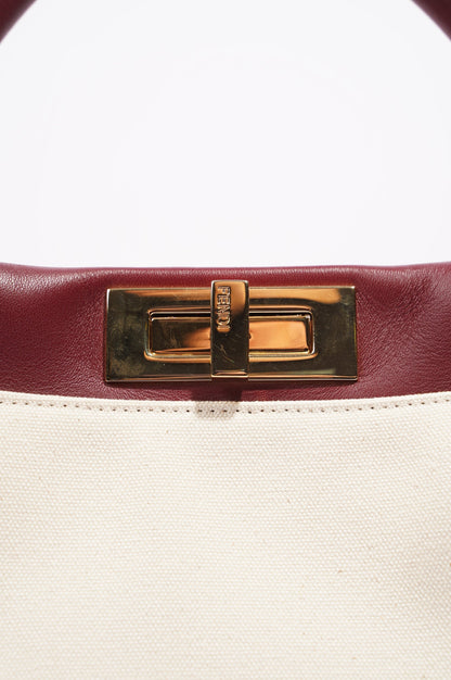 Fendi Womens Peekaboo Beige / Maroon Medium