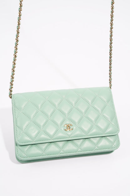 Chanel Womens Wallet On Chain Teal Lambskin