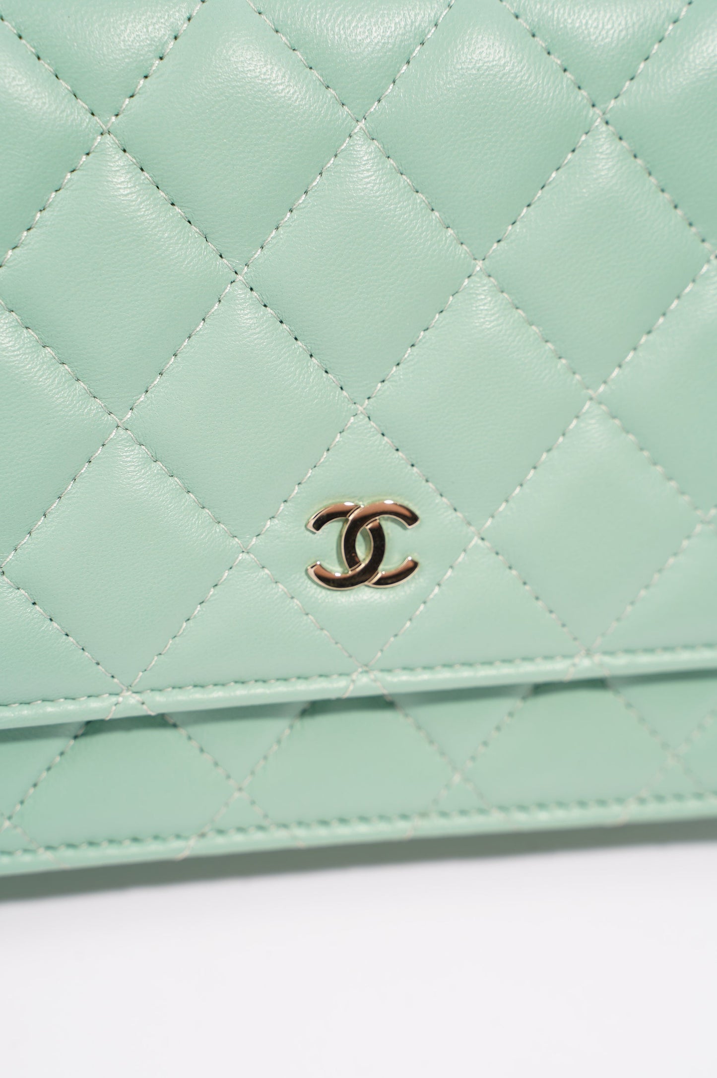Chanel Womens Wallet On Chain Teal Lambskin
